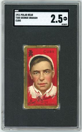 1911 T205 Polar Bear George Graham SP Cubs SGC 2.5 GOOD+