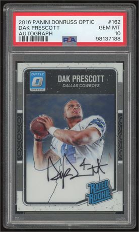 2016 Donruss Optic #162 Dak Prescott Rated Rookie Auto PSA 10