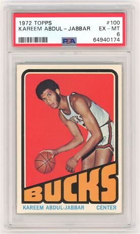1972 Topps #100 Kareem Abdul-Jabbar PSA 6 EXMT