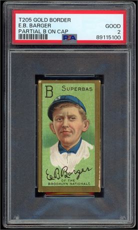 1911 T205 Gold Border E.B Barger Partial B On Cap PSA 2