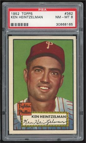1952 Topps #362 High # Ken Heintzelman PSA 8 NMMT Only 1 Higher