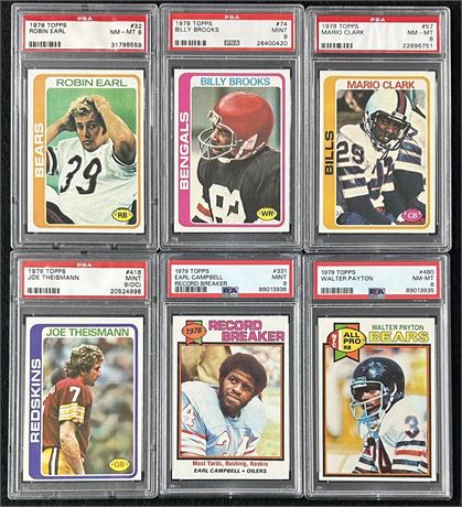 1978-79 Topps Football High Grade PSA Lot (6) w/ Campbell/Payton