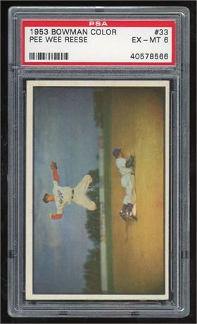 1953 Bowman Color #33 Pee Wee Reese PSA 6 EXMT Iconic Card!