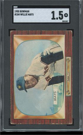 1955 Bowman #184 Willie Mays SGC 1.5 FAIR Great Centering