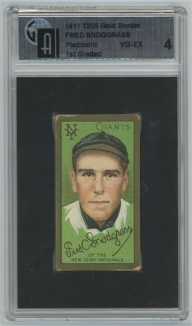 1911 T205 Piedmont Fred Snodgrass GAI 4 VGEX (1st Graded)