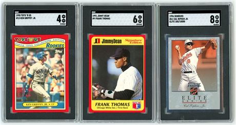 1990-1996 SGC Graded Baseball Lot (3) w/ Griffey Jr, Thomas, and Ripken Jr