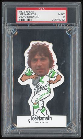 1972 NFLPA Joe Namath Vinyl Stickers PSA 9 MINT
