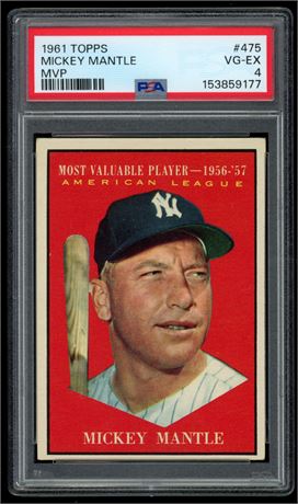 1961 Topps #475 Mickey Mantle MVP PSA 4