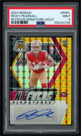 2024 Mosaic Ricky Pearsall RC In Focus Signature-Gold 10/10 PSA 9