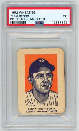 1952 Wheaties Yogi Berra Portrait - Hand Cut PSA Authentic