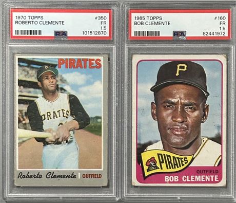 1965 & 1970 Topps Roberto Clemente PSA 1.5 Graded Lot (2)
