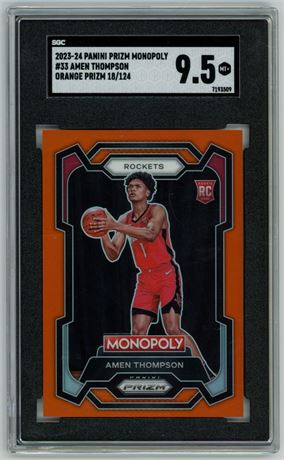 2023 Panini Prizm Monopoly #33 Amen Thompson Orange Prizm 18/124 SGC 9.5