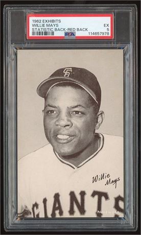 1962 Exhibits Willie Mays Statistic Back & Red Back PSA 5 EX