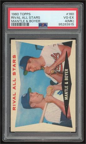 1960 Topps #160 Mantle & Boyer Rival All Stars PSA 4 (MK) VGEX