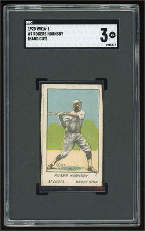 1920 W516-1 #7 Rogers Hornsby Hand Cut SGC 3 VG