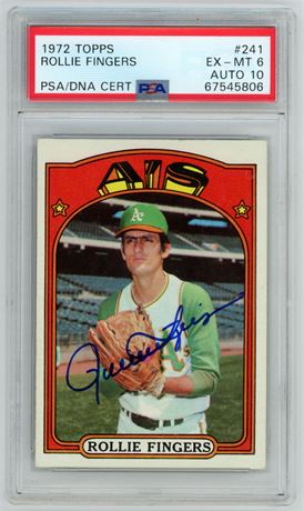 1972 Topps #241 Rollie Fingers PSA 6 Auto 10 Pop 4 Only 9 Higher