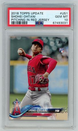 2018 Topps Update Shohei Ohtani RC Pitching In Red Jersey PSA 10 GEM MINT