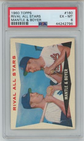 1960 Topps #160 Rival All Stars (Mantle) PSA 6 EXMT