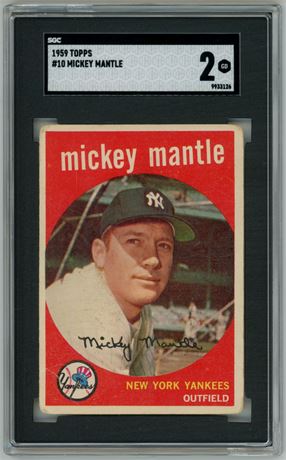 1959 Topps #10 Mickey Mantle SGC 2 GOOD