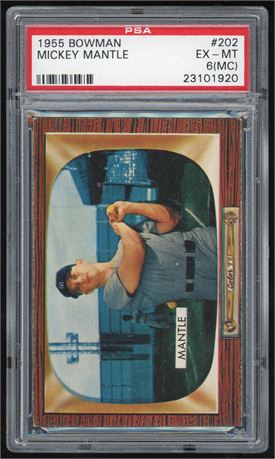 1955 Bowman #202 Mickey Mantle PSA 6(MC)