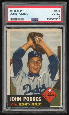 1953 Topps #263 Hi# John Podres RC SP PSA 4 VGEX
