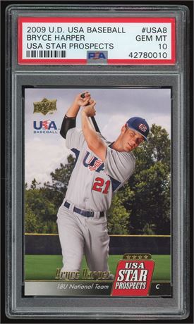 2009 Upper Deck USA Baseball Bryce Harper RC USA Star Prospects PSA 10 GEM MINT