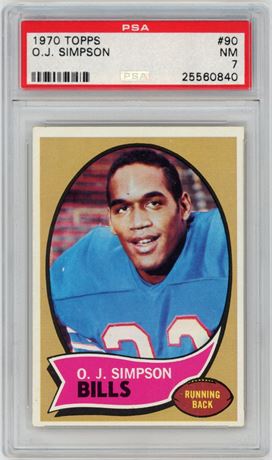 1970 Topps #90 OJ Simpson RC PSA 7 NM