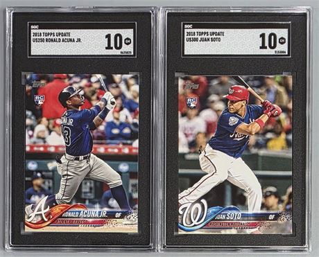 2018 Topps Update SGC Graded Lot (2) w/ Soto/Acuna SGC 10 GEM MINT