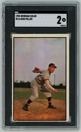 1953 Bowman Color #114 Bob Feller SGC 2 GOOD