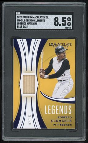 2020 Immaculate Collection Roberto Clemente Legends Material Blue 2/15 SGC 8.5