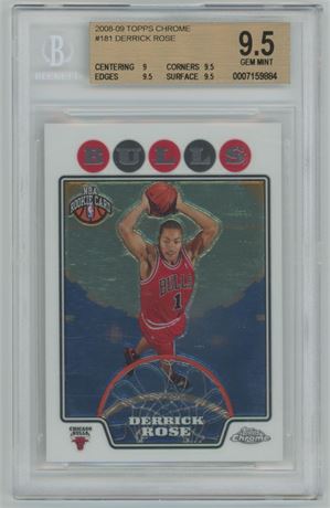 2008-09 Topps Chrome #181 Derrick Rose BGS 9.5 GEM MINT