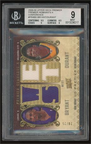 2008 Upper Deck Premier Remnants 4 Conference Bryant/Durant  20/25 BGS 9 MINT