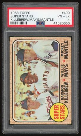 1968 Topps #490 Super Stars Killebrew/Mays/Mantle PSA 4 VGEX
