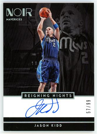 2018 Panini Noir Jason Kidd Reigning Nights 57/99 On Card Auto