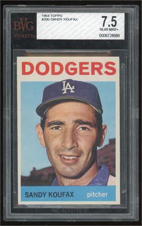 1964 Topps #200 Sandy Koufax BVG 7.5 NM+