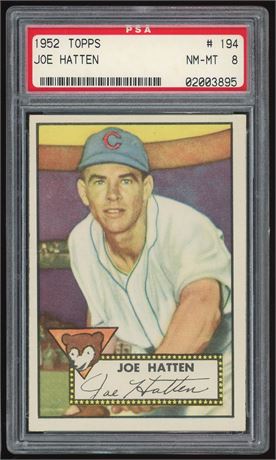 1952 Topps #194 Joe Hatten PSA 8 NMMT Only 4 Higher