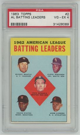 1963 Topps #2 AL Batting Leaders (Mantle) PSA 4 VGEX