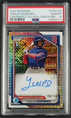 2024 1st Bowman 100/150 Yoeilin Cespedes RC Chrome Prospects Auto PSA 10