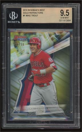 2016 Bowman's Best Gold Refractors #1 Mike Trout 20/50 BGS 9.5 GEM MINT