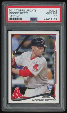 2014 Topps Update Mookie Betts RC Batting PSA 10 GEM MINT