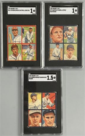 1935 Goudey 4 in 1 SGC Graded Low Grade Lot (3)