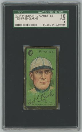 1911 T205 Piedmont Fred Clarke (HOF) SGC 1 POOR