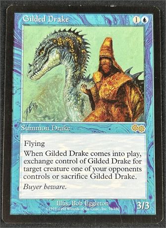 1998 Magic the Gathering Urza's Saga #76 Gilded Drake Lightly Played