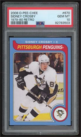 2008 O-Pee-Chee #670 Sidney Crosby 1979-80 Retro PSA 10 GEM MINT Pop 8