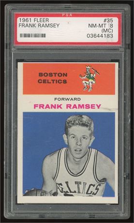 1961 Fleer #35 Frank Ramsey PSA 8(MC) Slight Crack in Slab
