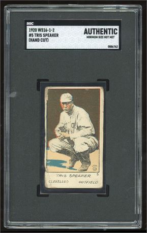 1920 W516-1 Strip Card #5 Tris Speaker Hand Cut HOF SGC Authentic Min Size