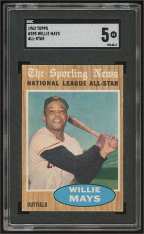 1962 Topps #395 Willie Mays All-Star SGC 5 EX