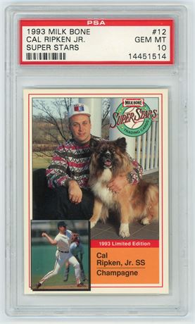 1993 Milk Bone #12 Cal Ripken Jr Super Stars PSA 10 GEM MINT Pop 19