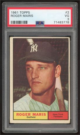 1961 Topps #2 Roger Maris PSA 3 VG