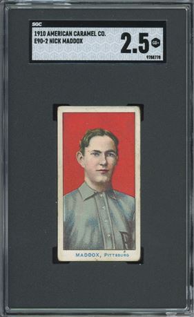 1910 E90-2 American Caramel Co. Nick Maddox SGC 2.5 GOOD+
